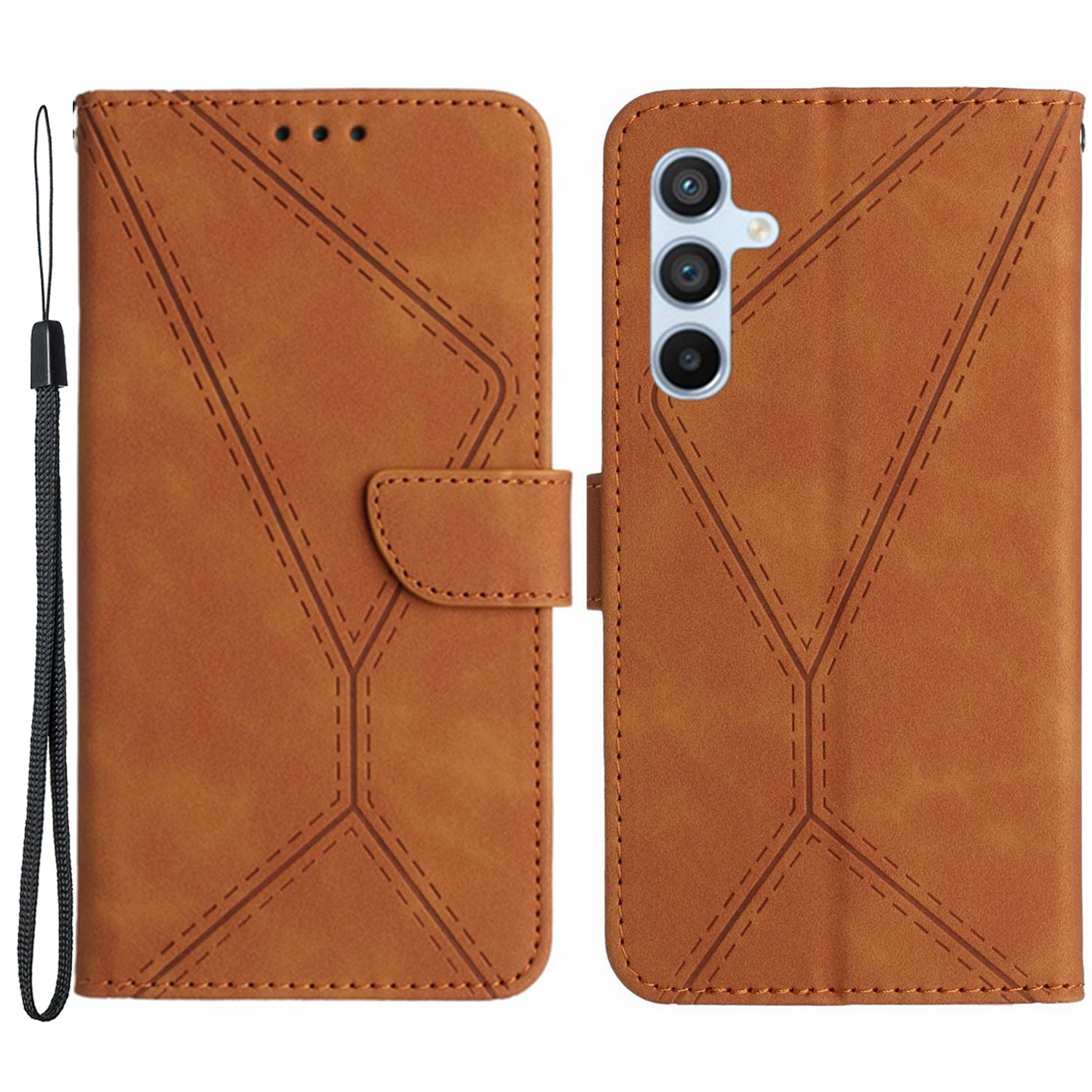 HT05 For Samsung Galaxy A24 4G Flip Leather Wallet Case Skin-touch Stand Imprinted Line Phone Cover HT05 For Samsung Galaxy A24 4G Flip Leather Wallet Case Skin-touch Stand Imprinted Line Phone Cover